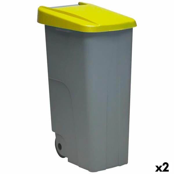 Roskakori renkailla Denox 110 L Keltainen 58 x 41 x 89 cm