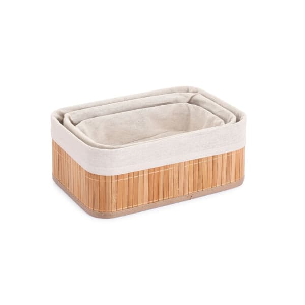 Korgset Confortime Naturell Bambu (3 Delar) (6 antal)