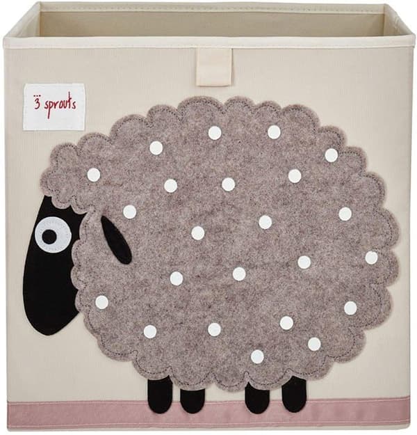 Leksaksväska och bin - Får leksakslåda - 100% polyester - Grå - 33x33x33 cm