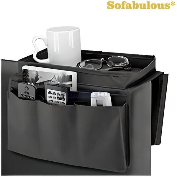 Sofforganisator - Sofabulous - Armstödsbricka - Svart - Flexibla material - 6 sidfickor