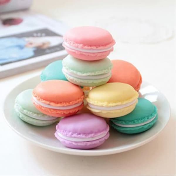 12st söta mini macaron smycken förvaringslådor örhänge godis färg fall mode