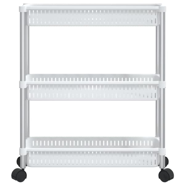 vidaXL Förvaringsvagn 3 hyllor silver och vit aluminium -  Förvaringslådor för hemmet