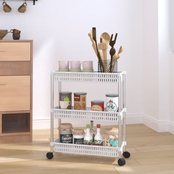 The Living Store 3-tasoinen Säilytysvaunu hopea ja valkoinen alumiini - Kodin Varastorasiat