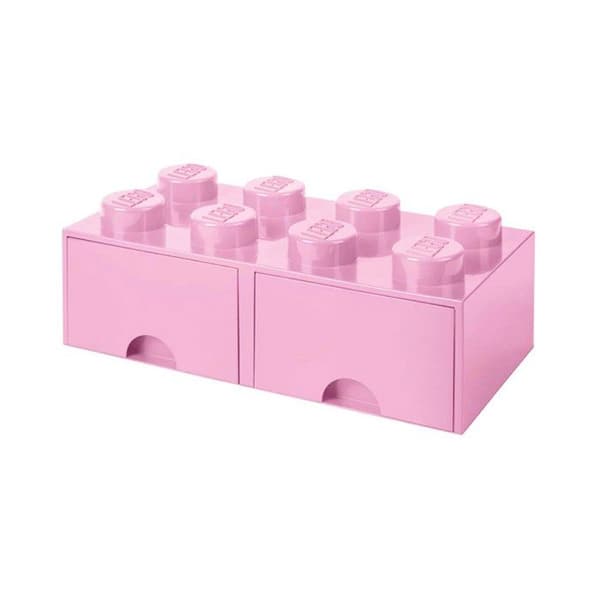 Förvaringslåda - LEGO - Stapel 8 - Ljusrosa - 2 lådor - Stapelbar