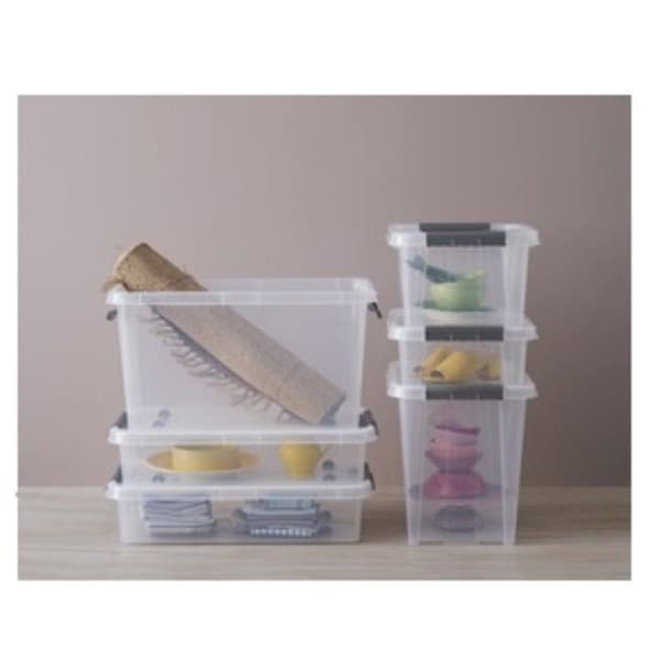 Förvaringslåda - Plast Team - Pro Box 70L - Transparent/Grå - På hjul - Stapelbar