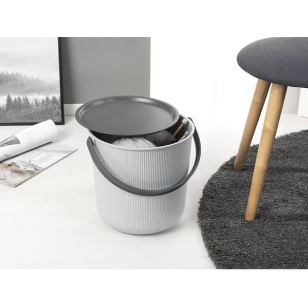 Hink 53L med handtag och lock Akita Universal Grey Black