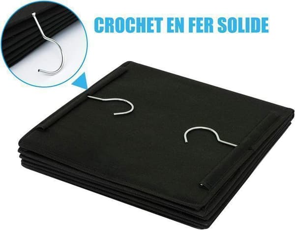 Vikbar hänghylla - Svart - 30X30X108cm - 5 fack - 6 sidofickor - Non-Woven Tyg