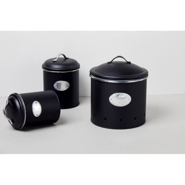 Förvaringslåda - WENKO - Nero - 1,6 L - Svart lackad metall - Retrodesign - Avtagbart lock