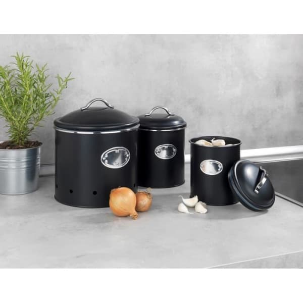 Förvaringslåda - WENKO - Nero - 1,6 L - Svart lackad metall - Retrodesign - Avtagbart lock