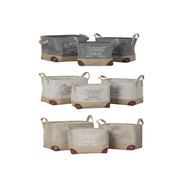 Multibrug kurv DKD Home Decor Beige Grå Lys brun 40 x 30 x 24 cm Træ 3 Dele (3 enheder)