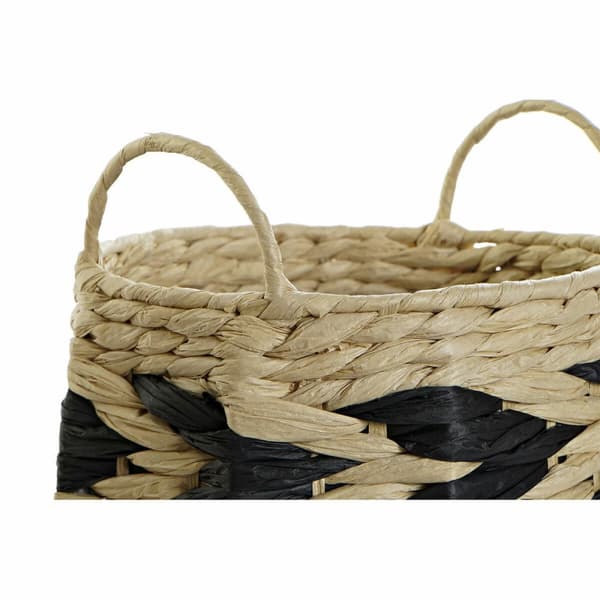Kurvesæt DKD Home Decor Sort Lys brun Naturlig fiber (2 Dele)