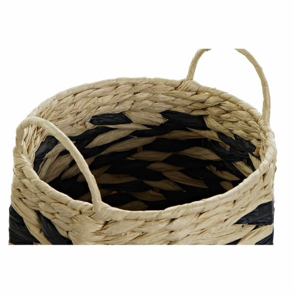 Kurvesæt DKD Home Decor Sort Lys brun Naturlig fiber (2 Dele)