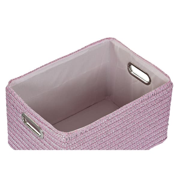 Multifunktionell korg DKD Home Decor Rosa Silvrig polypropen 44 x 36 x 50 cm 4 Kg 5 Delar
