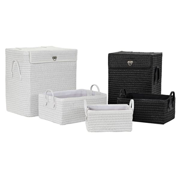Multibrug kurv DKD Home Decor Hvid Sort polypropylen 45 x 34 x 49 cm 4 Kg
