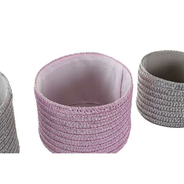 Multibrug kurv DKD Home Decor Grå Pink polypropylen 27 x 27 x 17 cm 4 Kg 3 Dele (3 enheder)