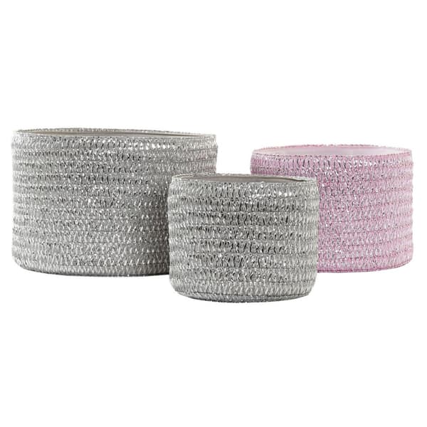 Multibrug kurv DKD Home Decor Grå Pink polypropylen 27 x 27 x 17 cm 4 Kg 3 Dele (3 enheder)
