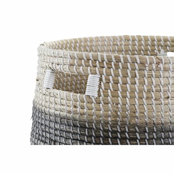 Korg - set DKD Home Decor Grå Naturell Sjögräs (3 Delar)
