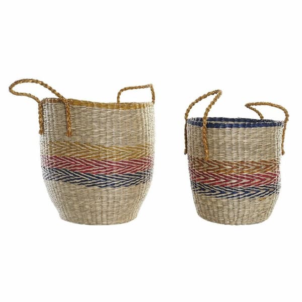 Kurvesæt DKD Home Decor Orange Grøn Havgræs (35 x 22 x 46 cm) (2 pcs)