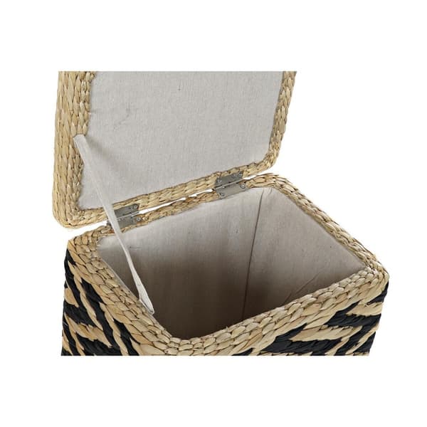 Tvättkorg DKD Home Decor Naturell Svart Polyester Kolonial Fibrer (43 x 32 x 50,5 cm)
