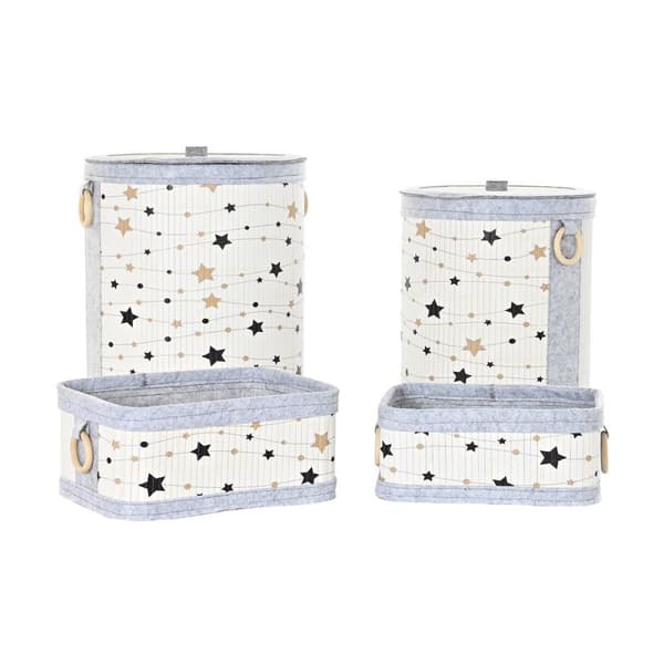 Multibrug kurv DKD Home Decor Bambus Stjerner 36 x 36 x 50 cm