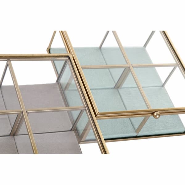 Korurasia DKD Home Decor Vihreä Vaaleanharmaa Metalli Kristalli 15 x 15 x 5,5 cm (2 osaa)