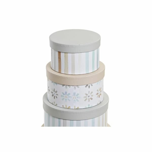 Set med stapelbara förvaringslådor DKD Home Decor Multicolour Papp 37,5 x 37,5 x 18 cm
