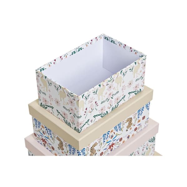 Sæt med æsker, som kan stables DKD Home Decor dyr Cvetlice Pap (43,5 x 33,5 x 15,5 cm)