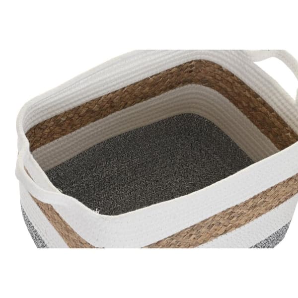 Korg - set DKD Home Decor Vit Naturliga fibrer 36 x 27 x 27 cm 3 Delar