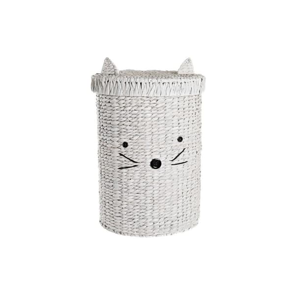 Pyykkikori DKD Home Decor Valkoinen Lasten Kissa 42 x 42 x 63 cm Kuitu