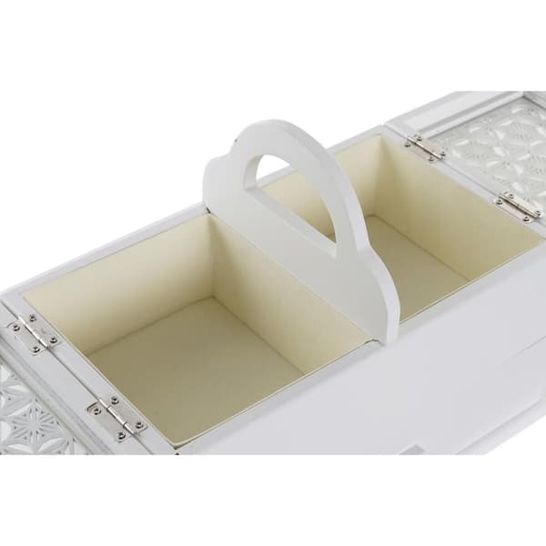 Smyckeskrin DKD Home Decor Glas Vit Elfenben Trä MDF 30 x 17 x 24 cm