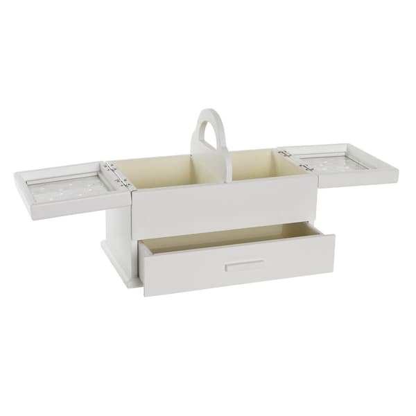 Smyckeskrin DKD Home Decor Glas Vit Elfenben Trä MDF 30 x 17 x 24 cm