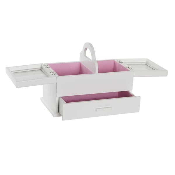 Smyckeskrin DKD Home Decor 16 x 17 x 28 cm Vit Ljusrosa Trä MDF
