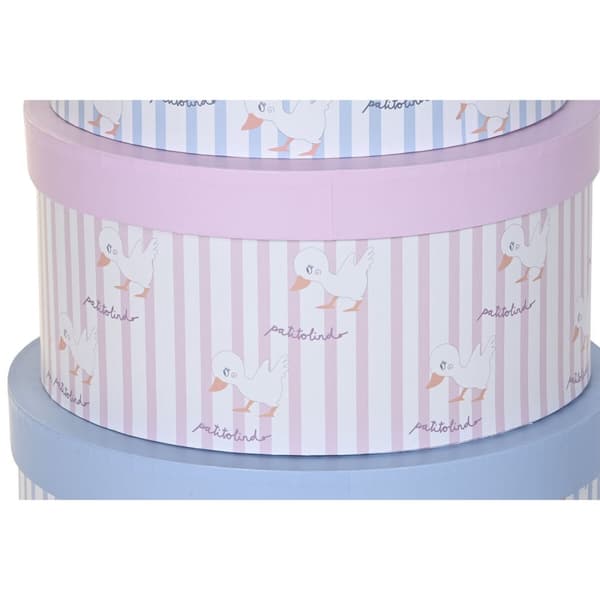 Set med stapelbara förvaringslådor DKD Home Decor Blå Rosa Papp (37,5 x 37,5 x 18 cm)