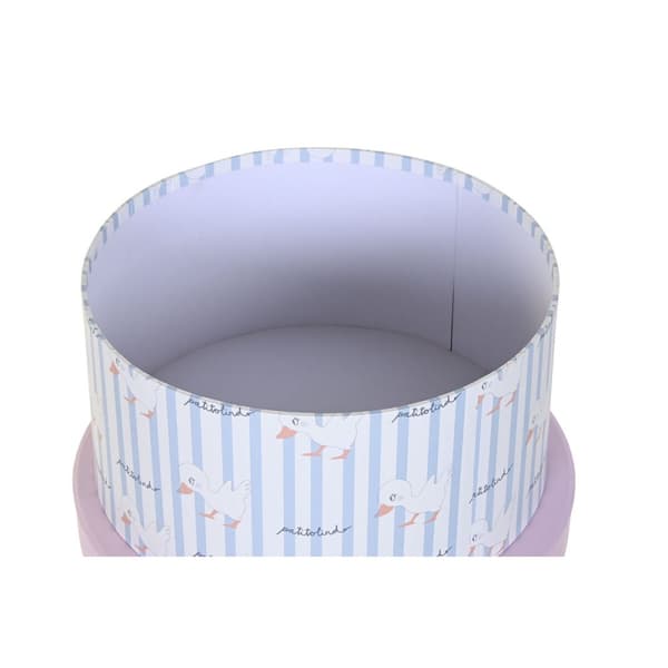 Set med stapelbara förvaringslådor DKD Home Decor Blå Rosa Papp (37,5 x 37,5 x 18 cm)