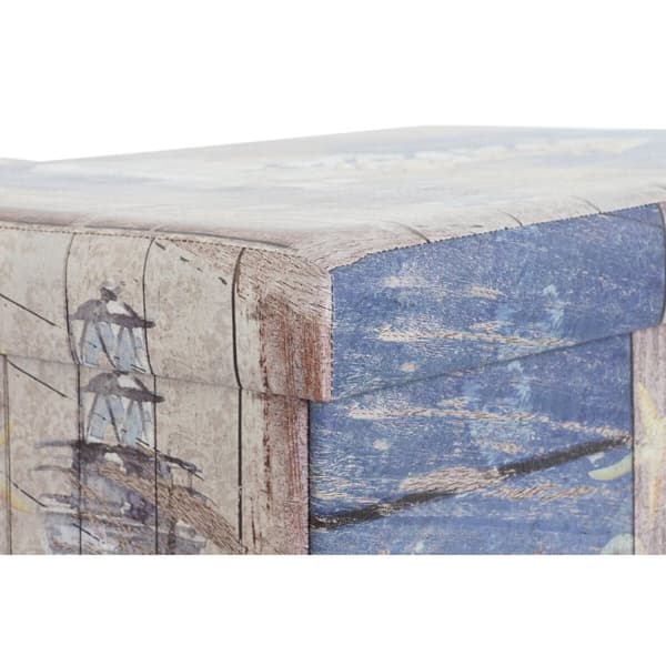 Multifunktionel Æske DKD Home Decor 59 x 40 x 40 cm Polyuretan Multifarvet Pap Middelhavet (2 enheder)