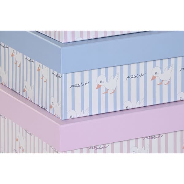 Sæt med æsker, som kan stables DKD Home Decor Blå Pink Pap (43,5 x 33,5 x 15,5 cm)