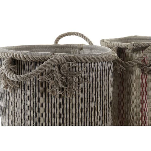 Multifunktionell korg DKD Home Decor Brun Svart Röd Jute Naturliga fibrer Boho 30 x 30 x 36 cm (2 antal)