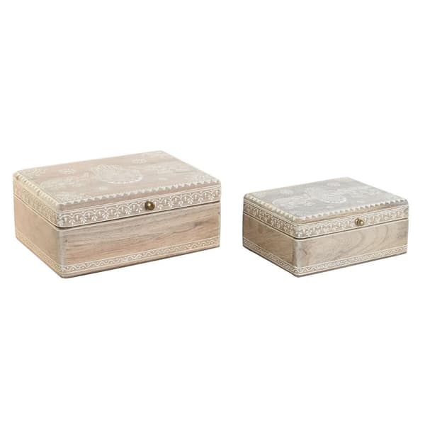 Korurasia DKD Home Decor 25,5 x 20 x 10,5 cm Luonnollinen Mangopuu (2 osaa)