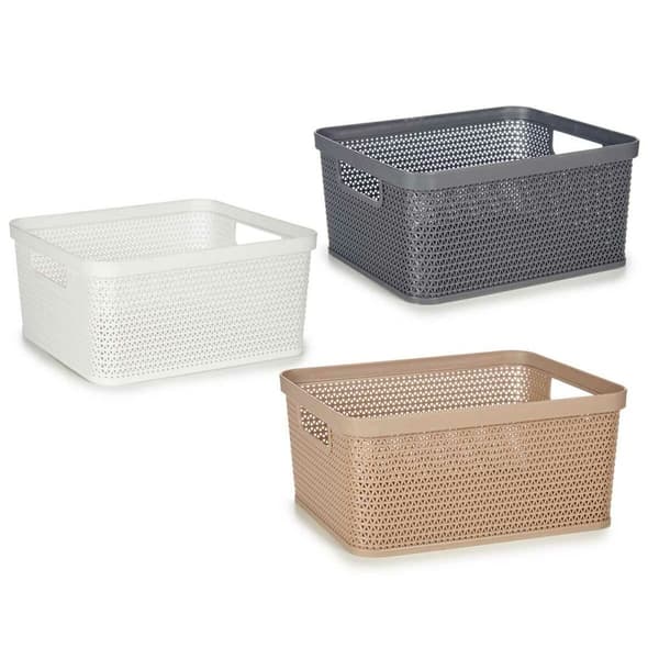 Multibrug kurv Kipit 4710 Hvid Beige Grå Plastik 2,5 L 24,5 x 10,4 x 18,5 cm (18 enheder)