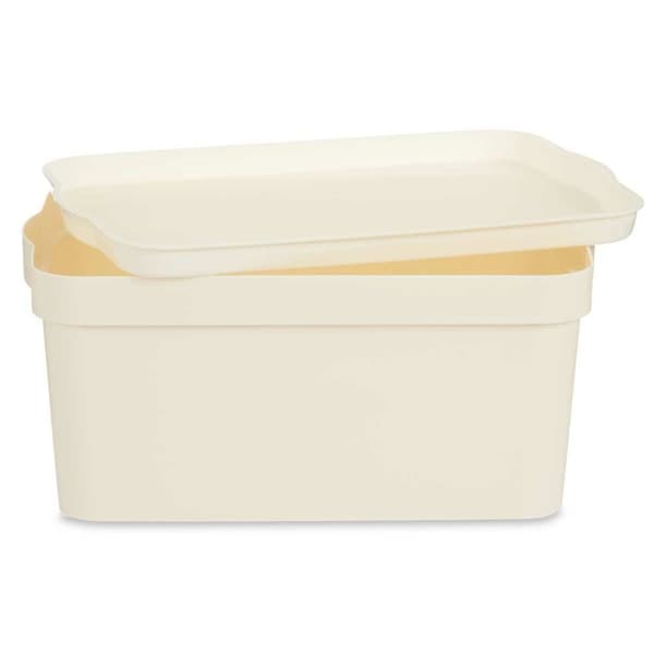 Opbevaringsboks med låg Kipit TP594-4 Flødefarvet Plastik 7,5 L 21,5 x 14,5 x 32 cm (12 enheder)
