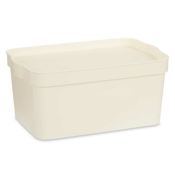 Opbevaringsboks med låg Kipit TP594-4 Flødefarvet Plastik 7,5 L 21,5 x 14,5 x 32 cm (12 enheder)