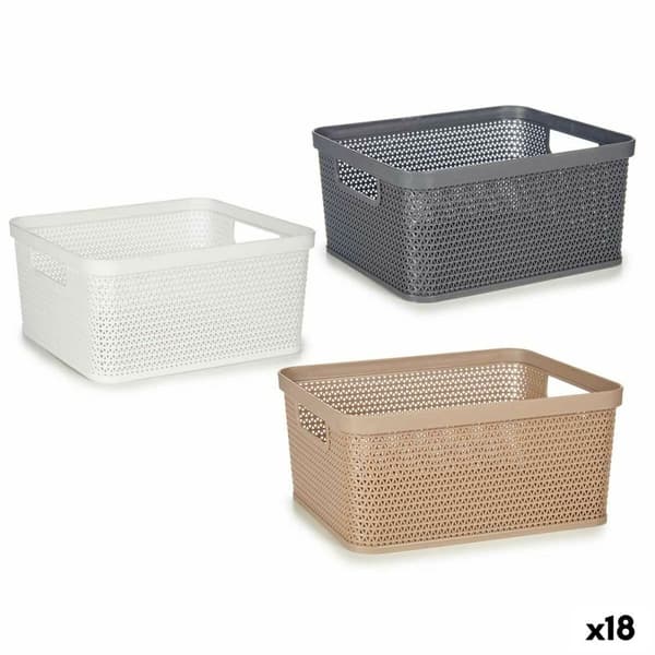 Monikäyttöinen kori Kipit 4710 Valkoinen Beige Harmaa Muovinen 2,5 L 24,5 x 10,4 x 18,5 cm (18 osaa)