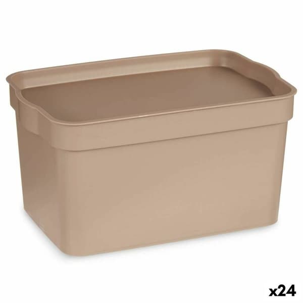 Säilytyslaatikko kannella Kipit TP592-3 Beige Muovinen 2,3 L 13,5 x 11 x 20 cm (24 osaa)