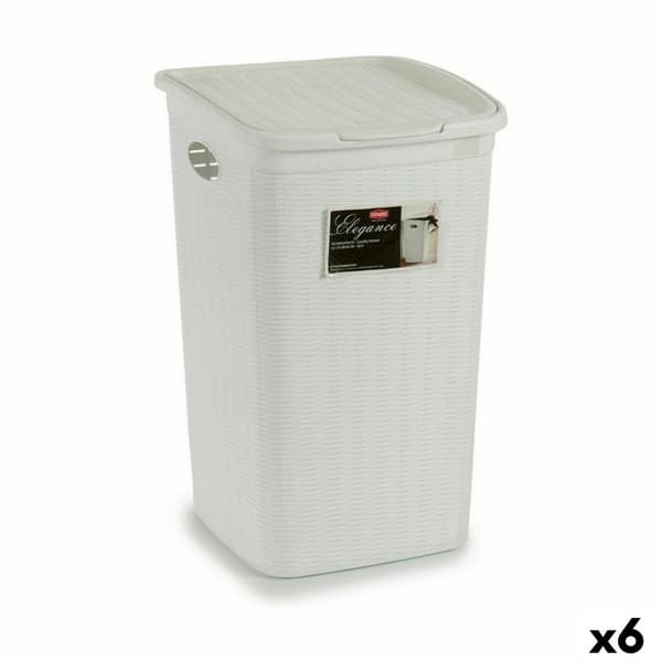 Vasketøjskurv Stefanplast Elegance Hvid Plastik 50 L 36,5 x 54,5 x 38 cm (6 enheder)