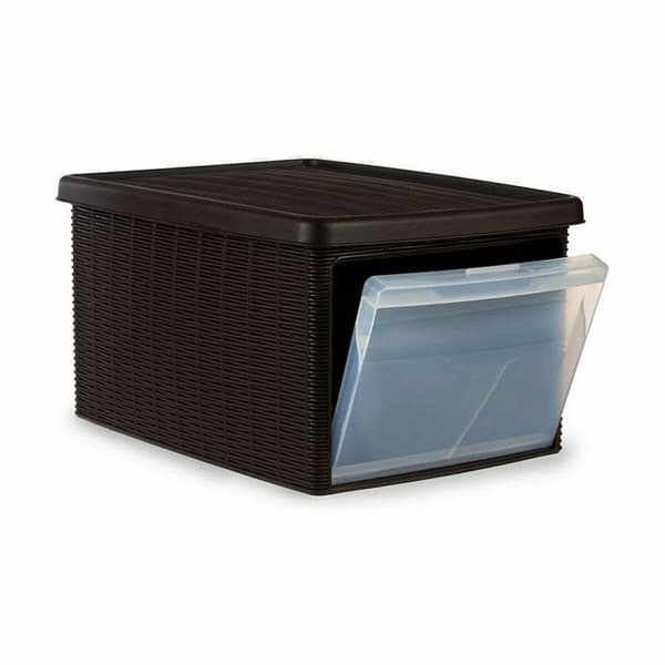 Opbevaringsboks med låg Stefanplast Elegance Stransko Brun Plastik 29 x 21 x 39 cm (5 enheder)