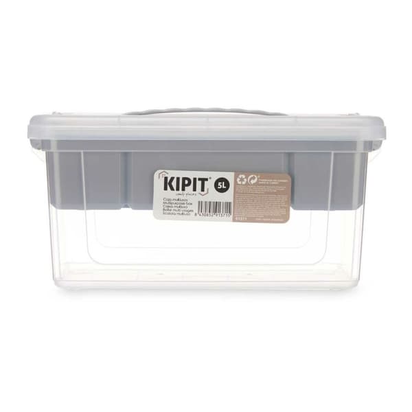 Multifunktionel Æske Kipit 02 1310 Grå Gennemsigtig Plastik 5 L 29,5 x 14,5 x 19,2 cm (6 enheder)