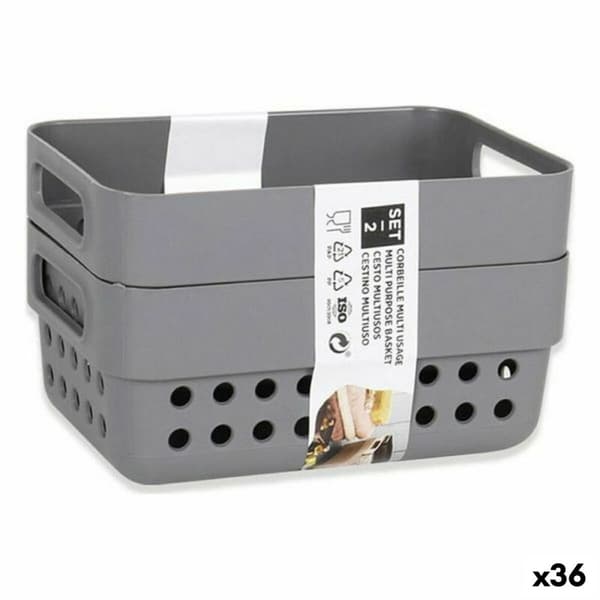 Multifunktionell korg Confortime 144902 12 x 7,5 x 7 cm (2 Delar) (36 antal) (12 x 7,5 x 5 cm)