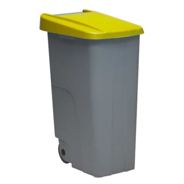 Skraldespand med hjul Denox 85 L Gul 58 x 41 x 76 cm