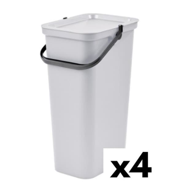Affaldsspand til genbrug Tontarelli Moda Hvid 38 L (4 enheder)