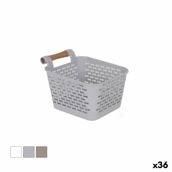 Multibrug kurv Confortime Træ Plastik 13 x 11 x 8 cm Med håndtag (36 Enheder)